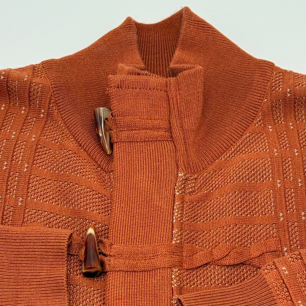 Michael Irvin Mens Orange Knit Cardigan Sweater Toggle Closure Zipper XXL Zip - Picture 4 of 14